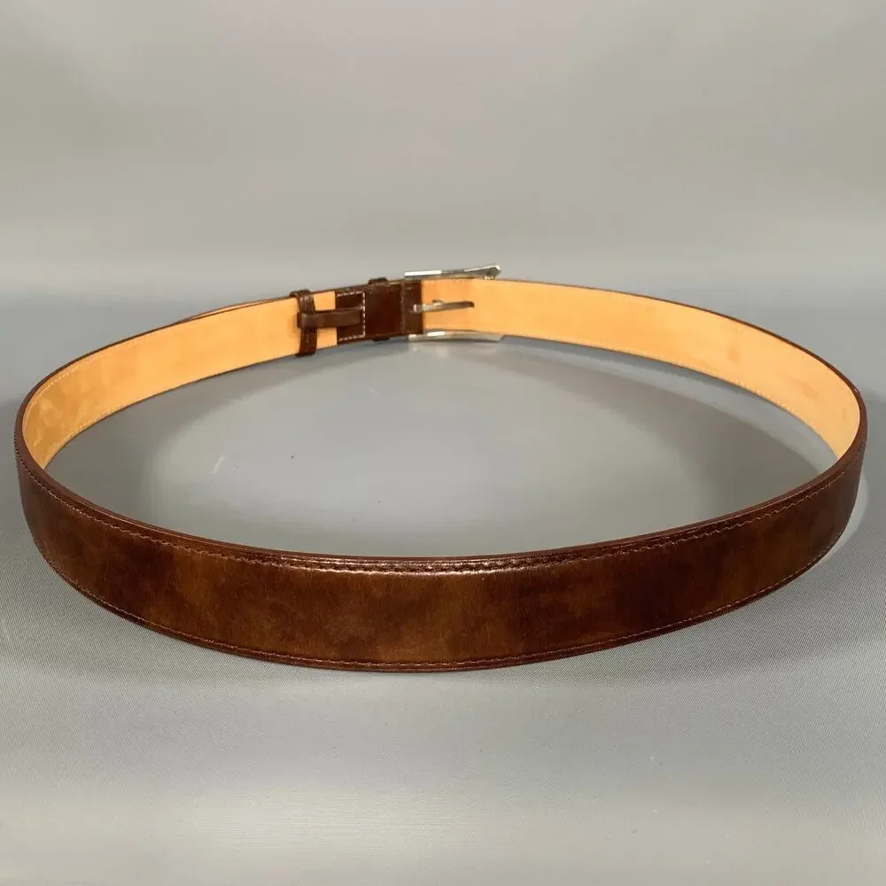 JOHN LOBB Size 42 Brown Crackled Leather Belt